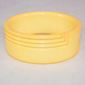 West German Geometric Cream Acrylic Bangle Bracelet